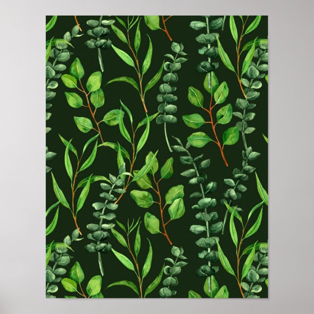 Eukalyptus på mörk grönt poster (Framsidan)