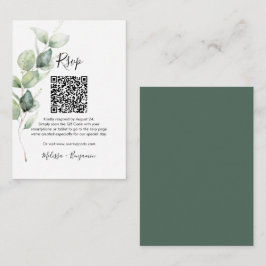 Eukalyptus QR-kod RSVP Bröllopsföljekort Tilläggskort