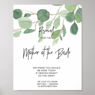 Eukalyptus Reserverat för Mor i Bride Bröllop Poster