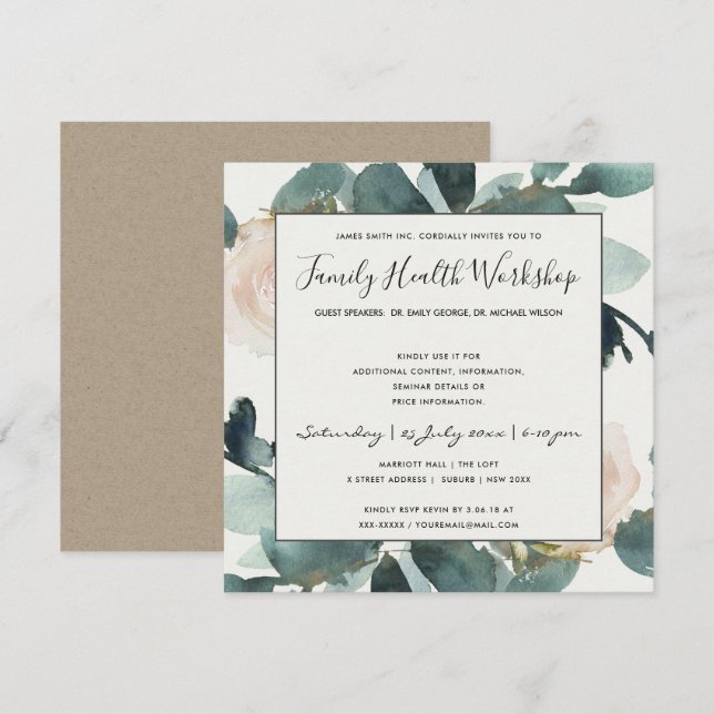 EUKALYPTUS RODNAD ROS LÖV VERKSTADSEVENEMANG INBJUDNINGAR (Fram/baksida)