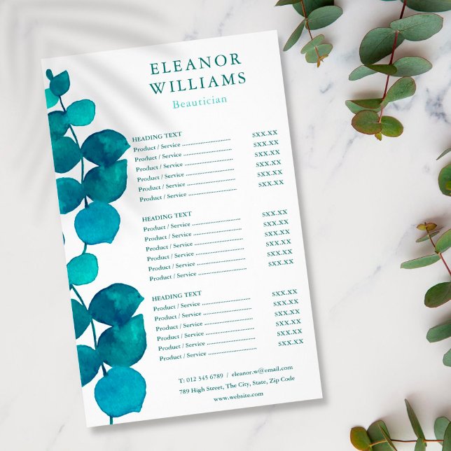 Eukalyptus Salong Service Meny (Skapare uppladdad)