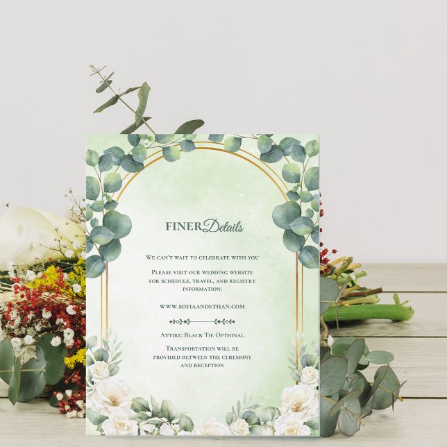 Eukalyptus Salvia Grön Botanisk Bröllopsinformatio Tilläggskort (Eucalyptus Sage Green Botanical Wedding Details Enclosure Card)