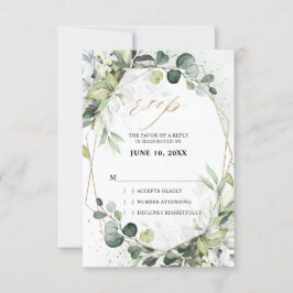 Eukalyptus Salvia Grönska Modern Geometrisk Bröllo OSA Kort