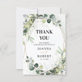 Eukalyptus Salvia Grönska Modern Geometrisk Bröllo Tack Kort