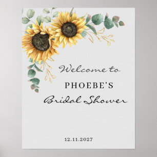 Eukalyptus Solros Blommig Bröllopsdusch Välkommen Poster
