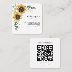 Eukalyptus Solros Bröllop QR-kod RSVP Anteckningskort