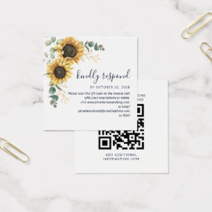 Eukalyptus Solros Bröllop QR-kod RSVP-kort Fyrkantigt Visitkort