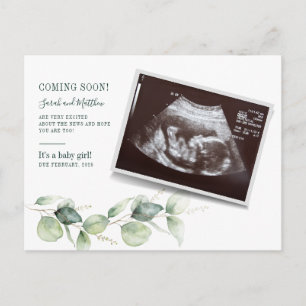 Eukalyptus Sonogram Bebiskanning Avslöjar Gravidit Meddelande Vykort