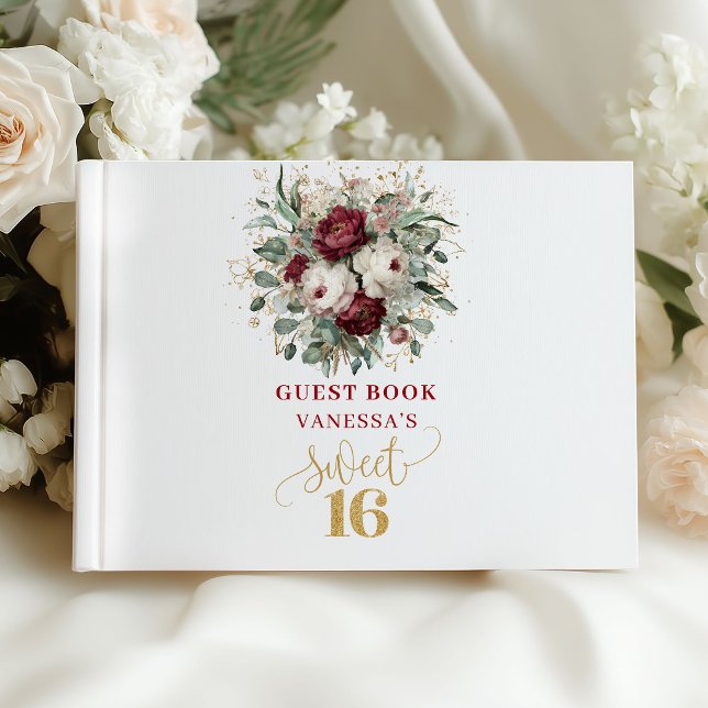 Eukalyptus Sweet 16 Blush Burgundy Sign Bok (Eucalyptus Sweet 16 Blush Burgundy Sign Book)