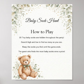 Eukalyptus Teddybjörn Baby Strumpjakt Spelskylt Poster
