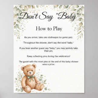 Eukalyptus Teddybjörn Säga Inte Baby Spel Skylt