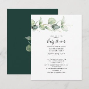 Eukalyptus Vattenfärg Eleganta Par Babyshower Inbjudningar