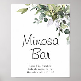 Eukalyptus Vattenfärg Mimosa Bar Affisch Skylt