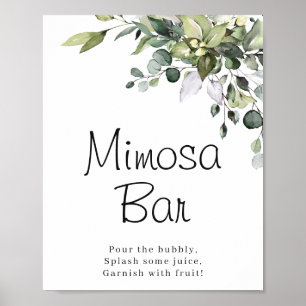 Eukalyptus Vattenfärg Mimosa Bar Affisch Skylt
