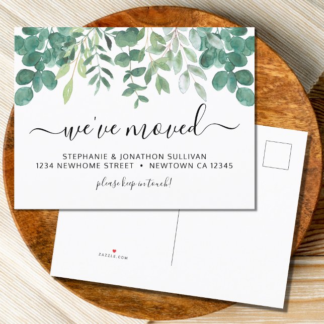 Eukalyptus Vi Har Flyttat  Annonseringskort Meddelande Vykort (Skapare uppladdad)