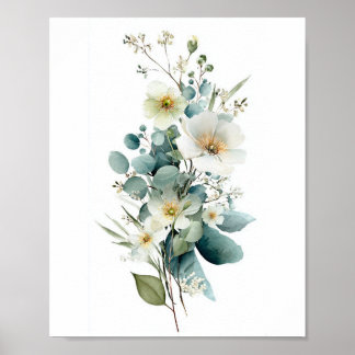 Eukalyptus Vit Blommig Bukett Poster