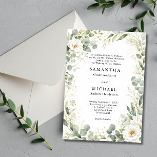 Eukalyptus Vita Blommor Båda Föräldrars Namn Bröll Inbjudningar