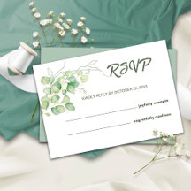 Eukalyptus Watercolor Minimalistisk Bröllop RSVP-k