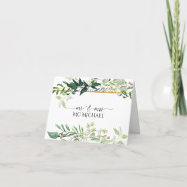 Eukalyptusblad Akvarell Grön Vit Bröllop Tack Kort
