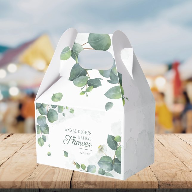Eukalyptusblad Botanisk grönska Bröllopsdusch Presentaskar (Eucalyptus Leaves Botanical Greenery Bridal Shower Favor Boxes)