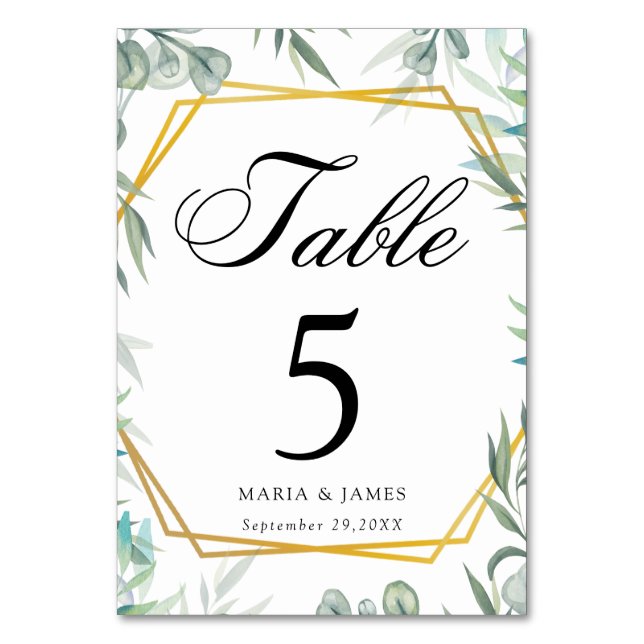 Eukalyptusblad Bröllop Bordsnummer (Framsidan)