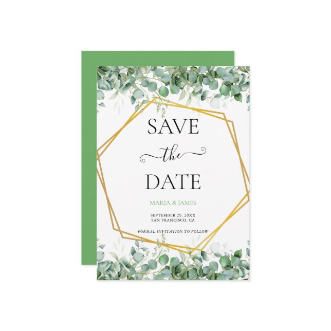 Eukalyptusblad Bröllop Spara Datumet (Fram/Back In Situ)