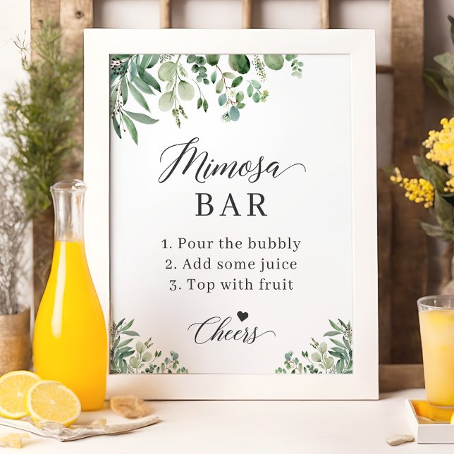 Eukalyptusblad Bröllopsfest för bruden Mimosa Bar  Poster (Skapare uppladdad)