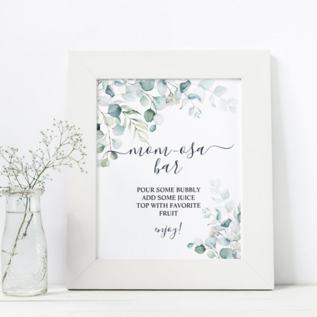 Eukalyptusblad Grönska Dusch Momosa Bar Skylt (Skapare uppladdad)