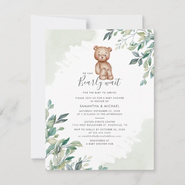 Eukalyptusblad Grönska Par Babyshower Inbjudningar (Framsida)