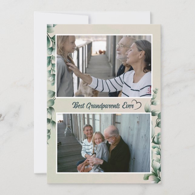 Eukalyptusblad Mormor och farfar fotofirande kort (Framsida)