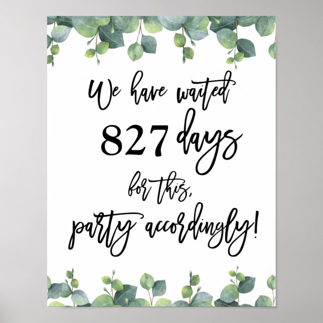 Eukalyptusbröllop vi har väntat  poster (Framsidan)