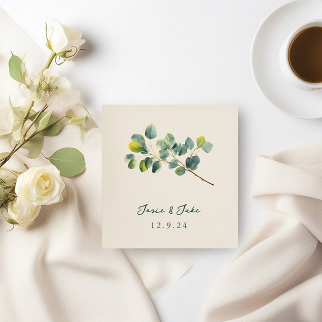 Eukalyptusbrudskapsservett Pappersservett (Eucalyptus branch wedding napkin)
