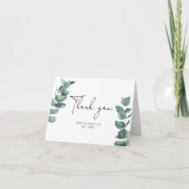 Eukalyptusbrudskudde tack kort (Framsida)