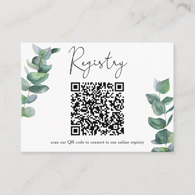 Eukalyptusgren - QR-kod för presentregister Tilläggskort (Framsida)