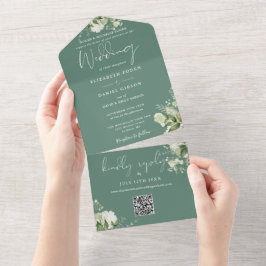 Eukalyptusgrön Blommig QR-kod Formell Bröllop