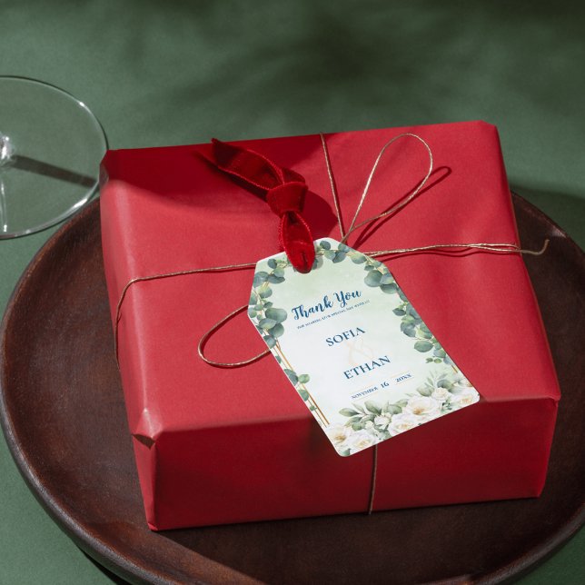 Eukalyptusgrön botanisk bröllopspresent tack  presentetikett (Eucalyptus Green Botanical Wedding Favor Thank You Gift Tags)