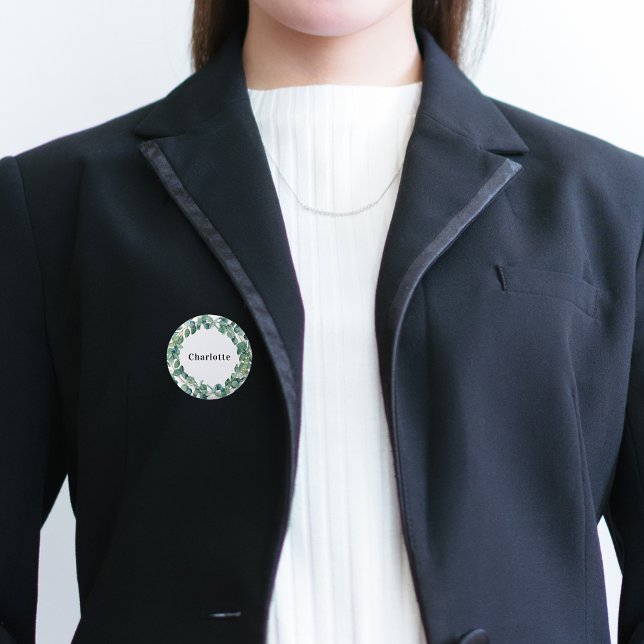 Eukalyptusgrönsak namnskylt knapp (Skapare uppladdad)