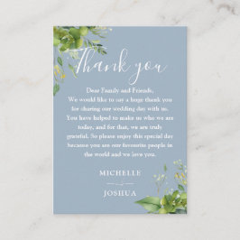 Eukalyptusgrönska Damblå Bröllop Tack Placeringskort
