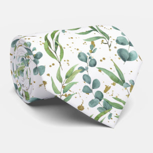 Eukalyptusgrönska Elegant Vattenfärg Mönster Slips