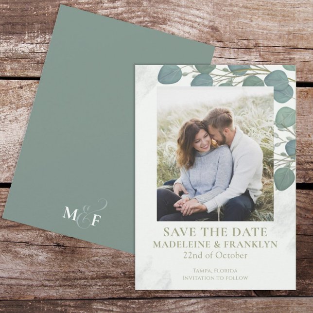 Eukalyptusgrönska Eleganta akvarellblad Invi Inbjudningar (Skapare uppladdad)