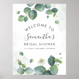 Eukalyptusgrönska Skriptnamn Bröllopsdusch Poster