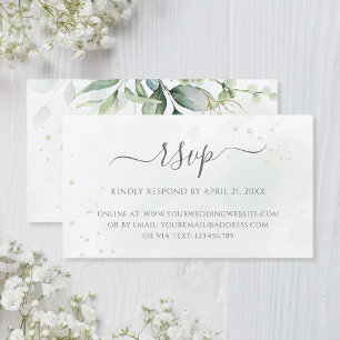 Eukalyptusgrönt bröllop online RSVP Tilläggskort
