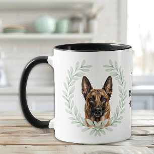 Eukalyptuskrans Belgisk Malinois Hund Monogram Mugg