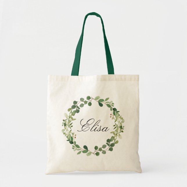 Eukalyptuskrans Brudtärna Totebag Tygkasse (Framsidan)
