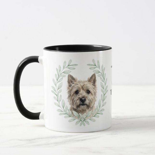 Eukalyptuskrans Cairn Terrier Hund Monogram Mugg (Vänster)