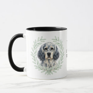 Eukalyptuskrans engelsk setter hund monogram mugg