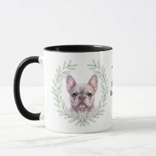 Eukalyptuskrans Grå Fransk Bulldog Monogram Mugg