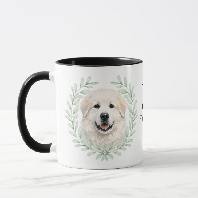 Eukalyptuskrans Great Pyrenees Hund Monogram Mugg (Vänster)