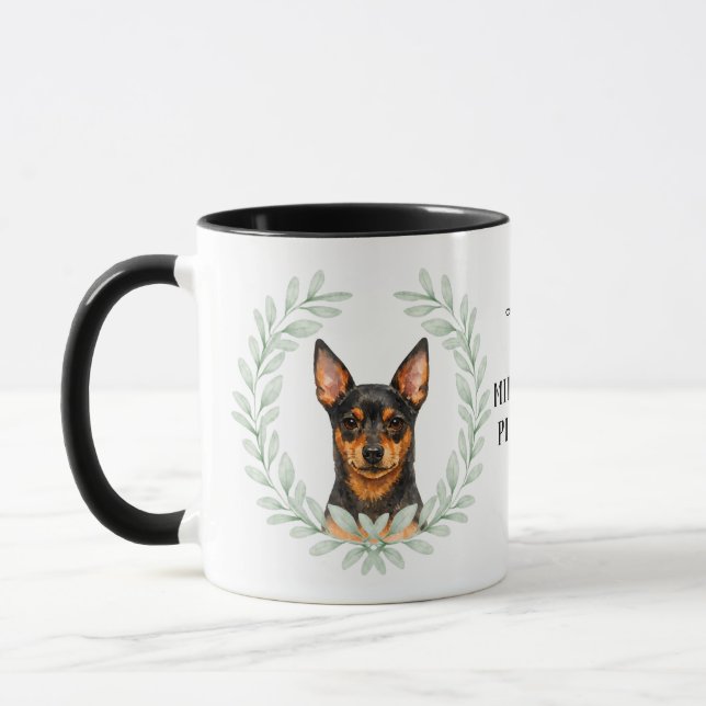 Eukalyptuskrans Miniature Pinscher Monogram Mugg (Vänster)