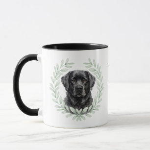 Eukalyptuskrans Svart Labradorhund Monogram Mugg